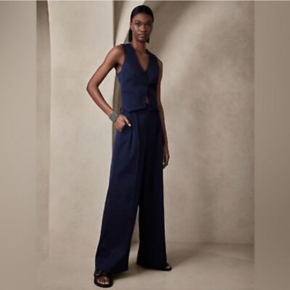Banana Republic Navy Wide-Leg Trousers - Picture 4 of 6